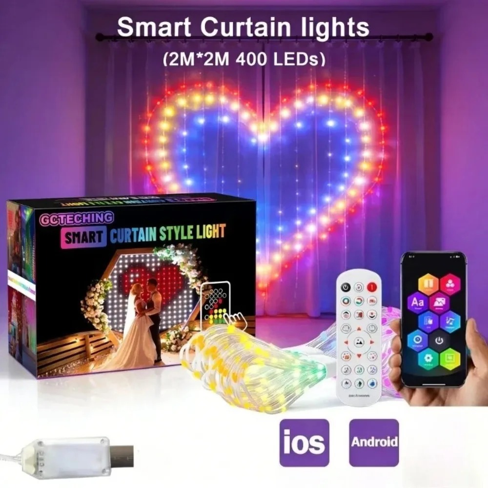 Outdoor Lighting Wall - Outdoor LED Pixel Curtain Lights Bluetooth