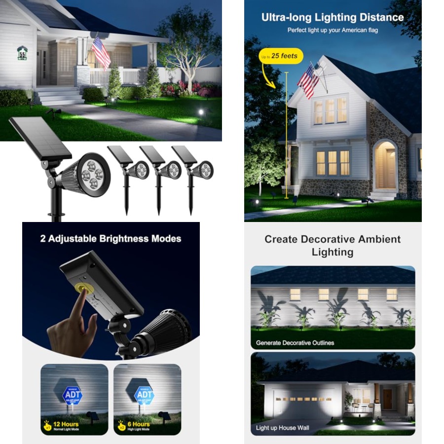 Outdoor Lighting Wall - Solar Spotlights Outdoor Waterproof for Tree,